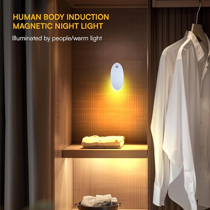 DAYBETTER Night Light for Kids - Baby Night Light Warm White 3000K with USB Rechargeable Battery Operated Cordless Motion Sensor Lamp Indoor LED for Bedroom Hallway Stair(2 Pack)