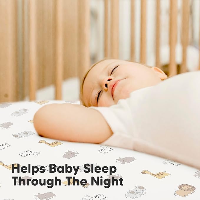 2-Pack Waterproof Baby Crib Sheets for Boys, Girls - 52x28 Viscose Derived from Bamboo Toddler Bed Sheet Neutral, Fitted Crib Mattress Protector Cover for Baby Bedding, Soft & Gentle (KeaSafari)