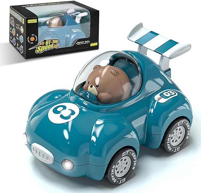 1-3 Years Old Friction Power Car Toys, Push and Go Pull Back Trucks Suitable for Toddlers 1 2 3 Year Old Kids Toys for Boys and Girls Birthday Party (Blue)