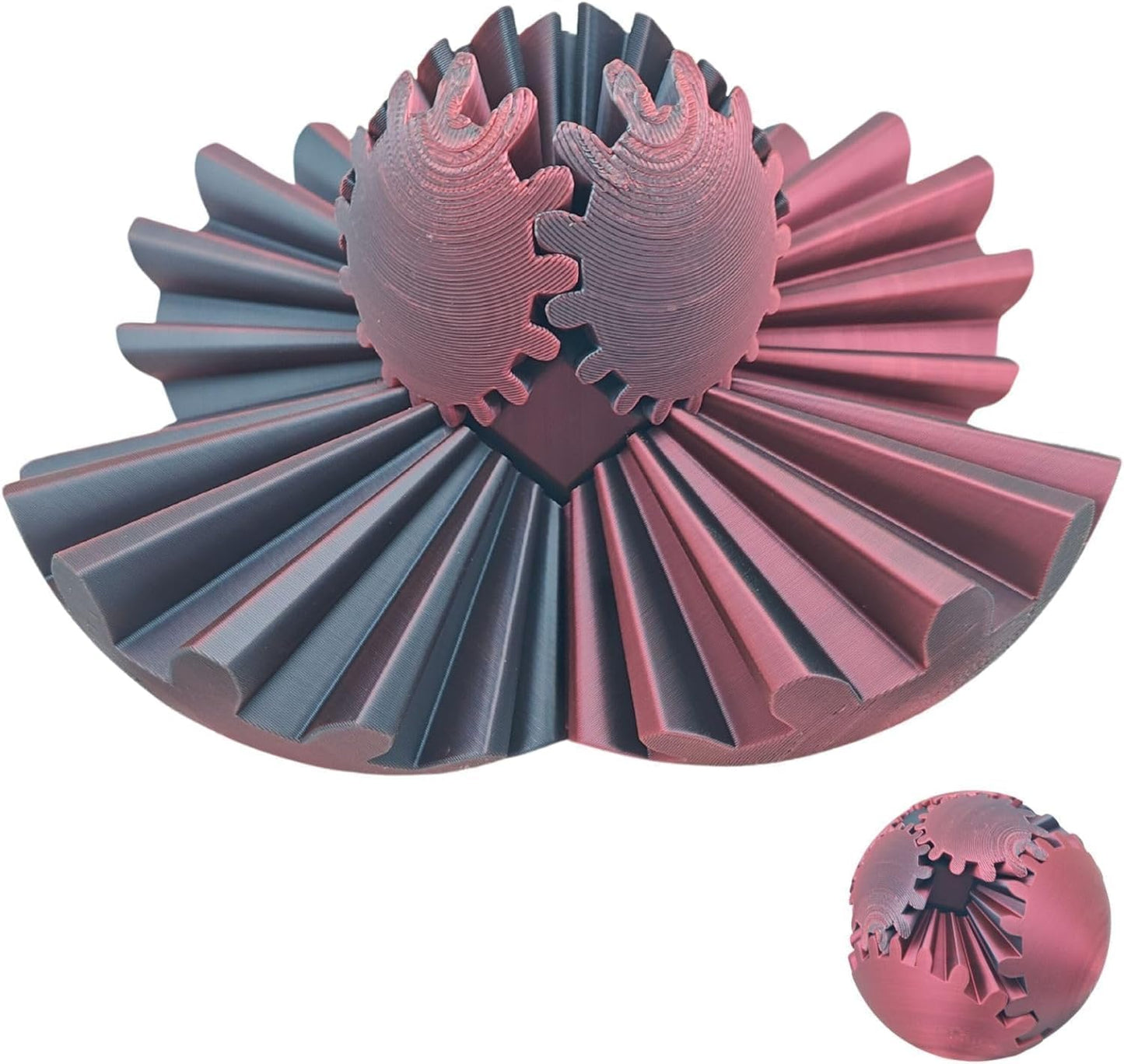 Gear Ball 3D Printed Gear Ball Fidget Toy, Gear Ball Fidget Toy, Perfect for Stress and Anxiety Relaxing fidget Toy, Desk Toy - Ideal for Sensory Needs and Autism (Laser Black Red)