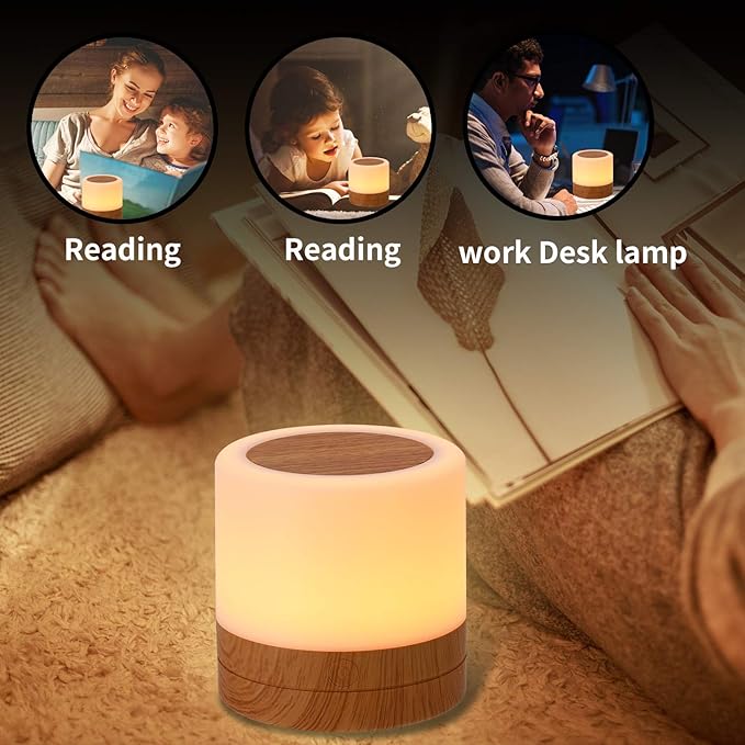 Nursery Night Light for Kids, USB Rechargeable Small Desk Lamp,13 RGB Colors & 4 Brightness & 1 Remote, Touch Bedside Cordless Table Lamp, Portable Night Lamp for Bedroom Living Room Home (Brown)