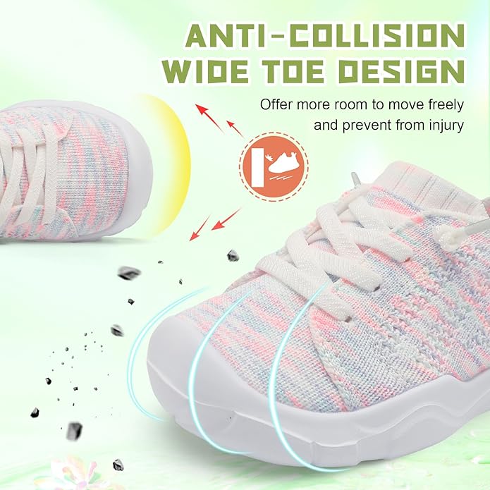 JIASUQI Toddler Shoes for Boys Girls Slip on Sneakers Wide Toe Walking Shoes Toddler Sock Shoes