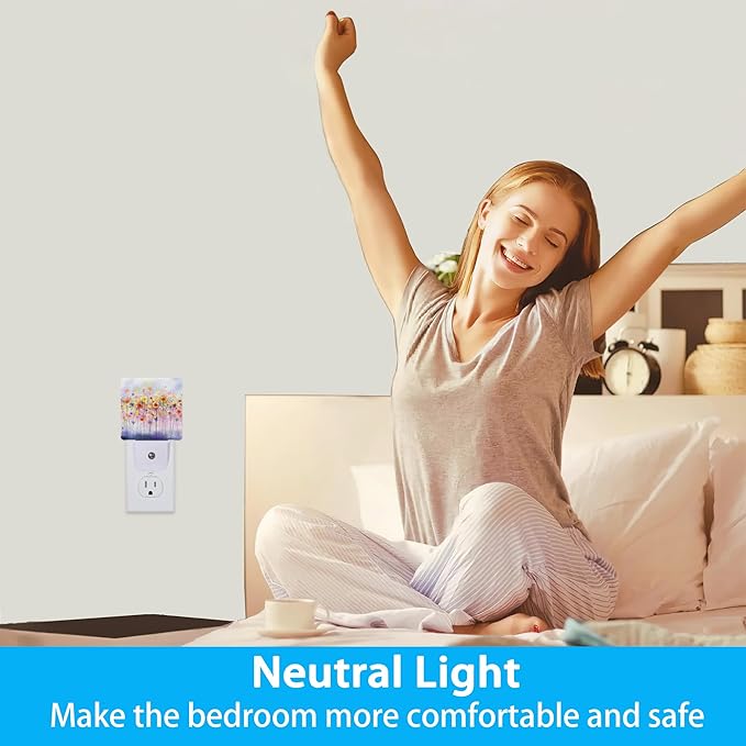 Night Light,Abstract Watercolor Floral Night Lights Plug into Wall Dusk to Dawn Sensor Led Lamp for Women Men,Led Lights for Stairway/Hallway/Bedroom,0.5W