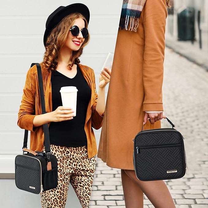 Baby Bottle Cooler Bag with Ice Pack, Breastmilk Cooler Bag Fits 6 Baby Bottle Up to 9 Oz, Insulated Bottle Bag with Should Straps for Travel & Work, Black