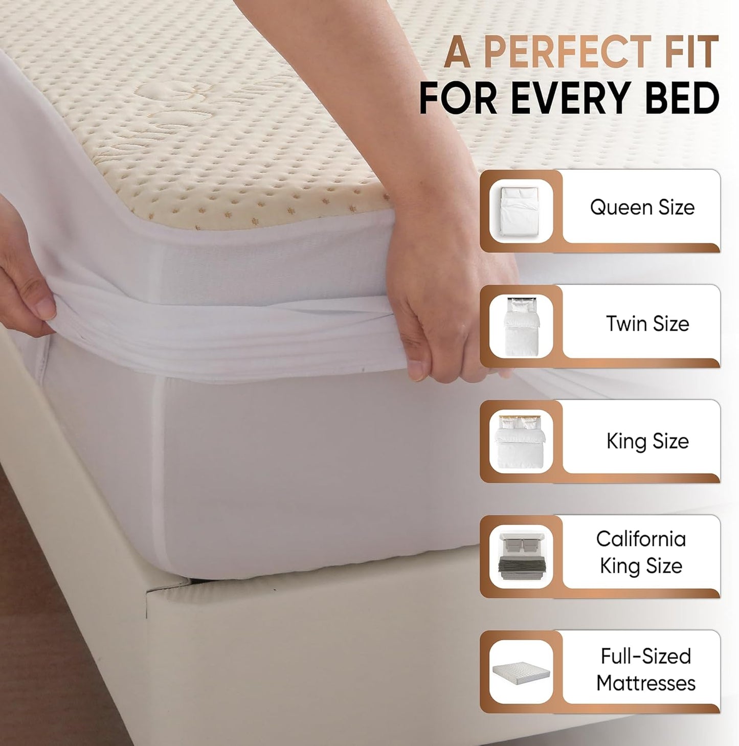 Luxury Waterproof Organic Mattress Protector Calif King - Organic Cotton Breathable Mattress Pad Cover - New 380 GSM Comfort - Deep Pocket - Jersey Cotton Skirt - Fitted Comfort