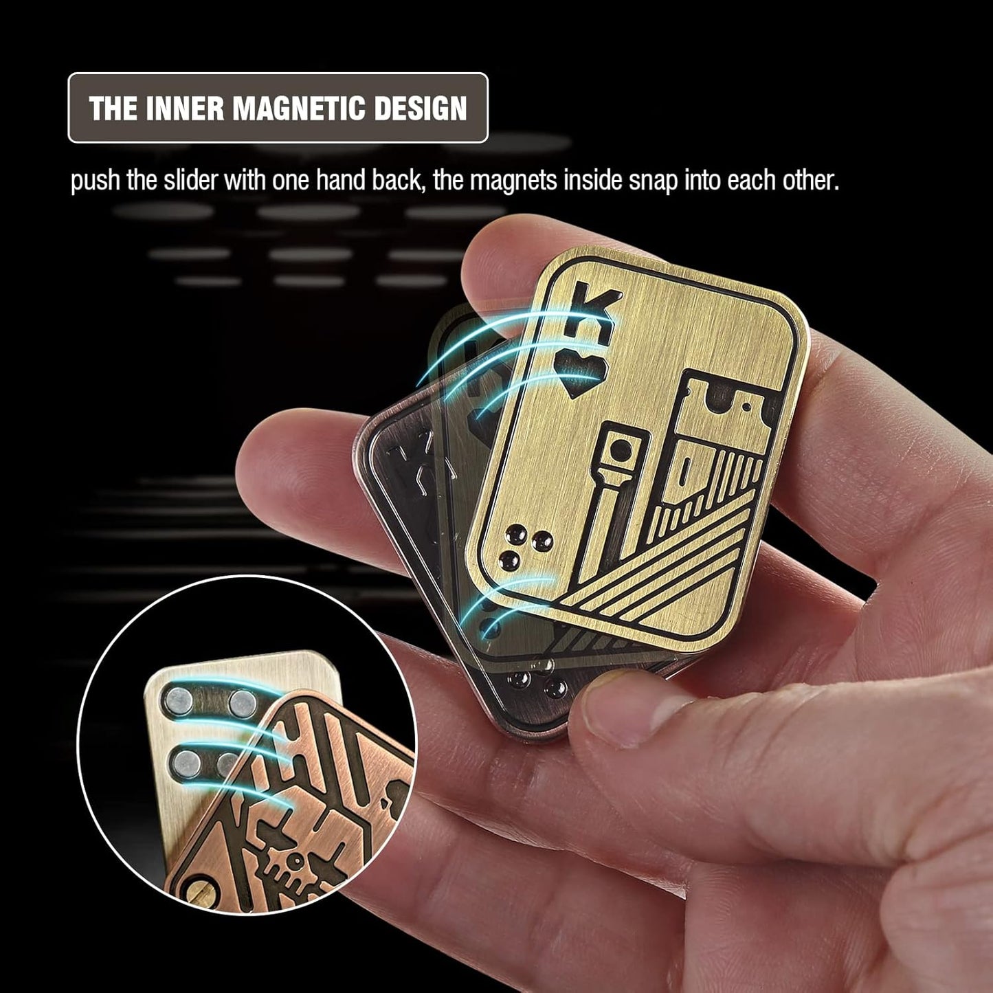 Metal Fidget Toys, EDC Fidget Slider, Poker Push Card, Cool Office Toy for Men, Anxiety Autism ADHD Gifts for Adults Teens, Valentine's Day Gift