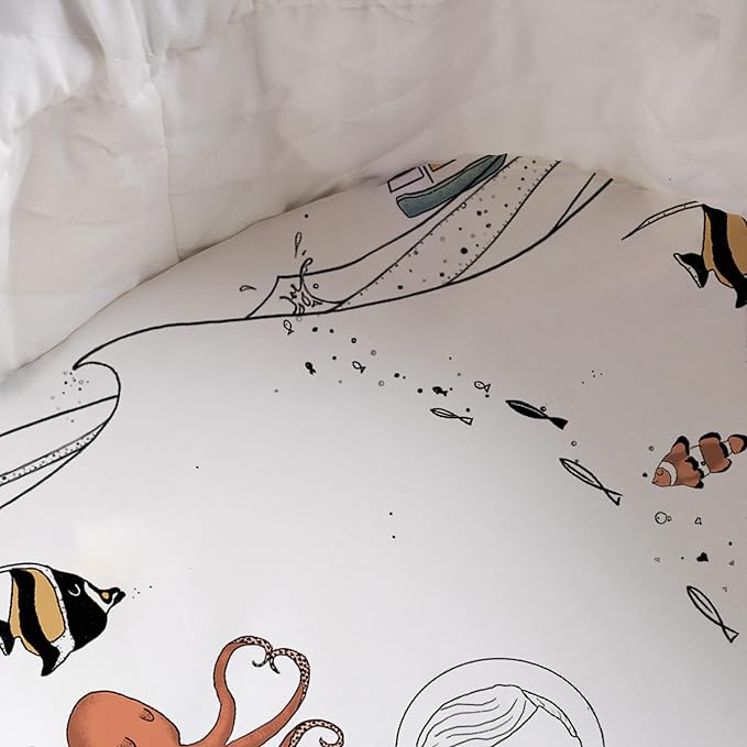 JumpOff Jo - Hypoallergenic Fitted Bassinet Sheet for Baby Boys & Girls - Rectangular, Hourglass & Oval Crib Compatible, Soft, Breathable, Machine Washable - Octopus Treasure