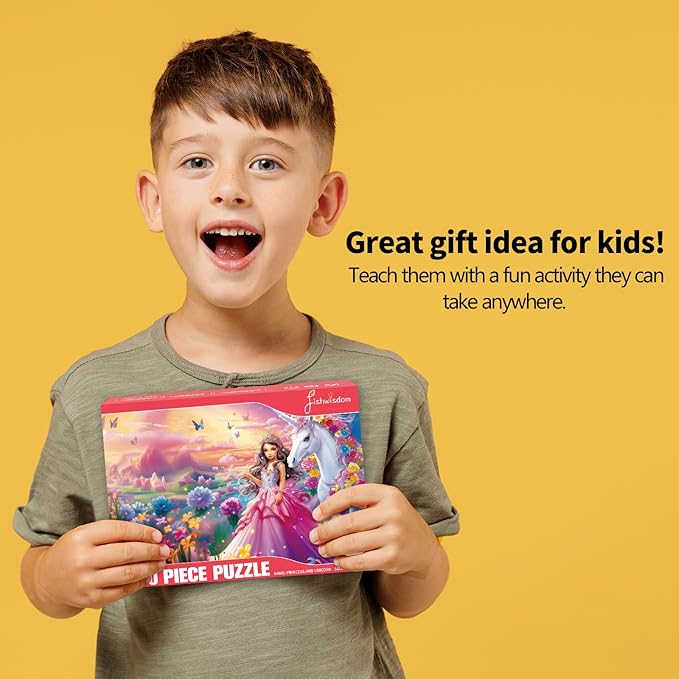 100 Piece Jigsaw Puzzle for Kids Age 4-8 Teens Gift Family Time (Princess & Unicorn)