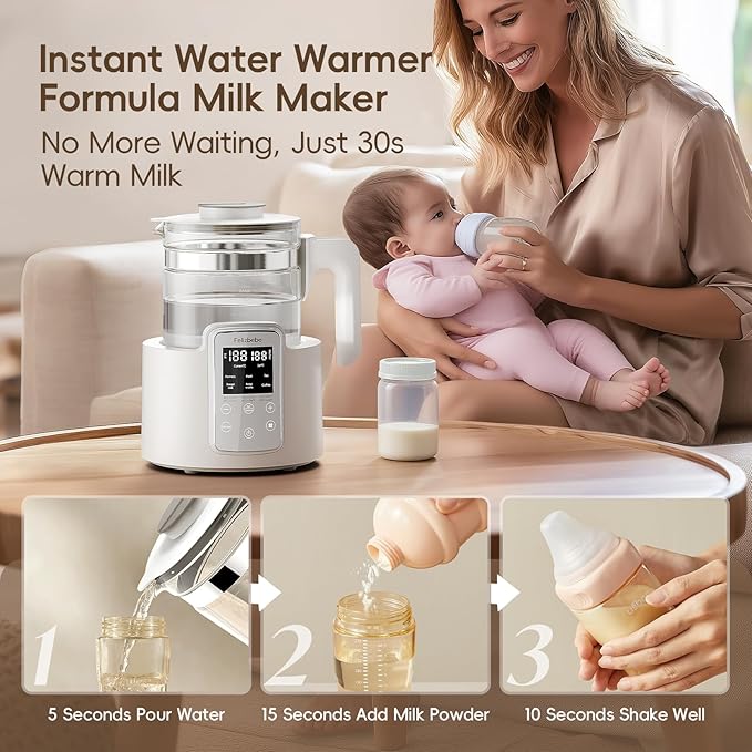 Instant Water Warmer, Formula Make, Baby Milk Warmer Faster Cooling Fan, Baby Bottle Warmer with LCD Display, Breastmilk Warmer Accurate Temperature Control, 24/7 Keep Warm, Electric Tea Kettle,Coffee