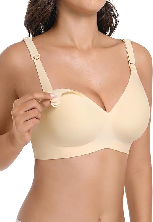 Maternity Nursing Bras Wireless Seamless Ultra-Soft Comfort for Breastfeeding Pregnancy Easy One-Handed Access Sleep Bra