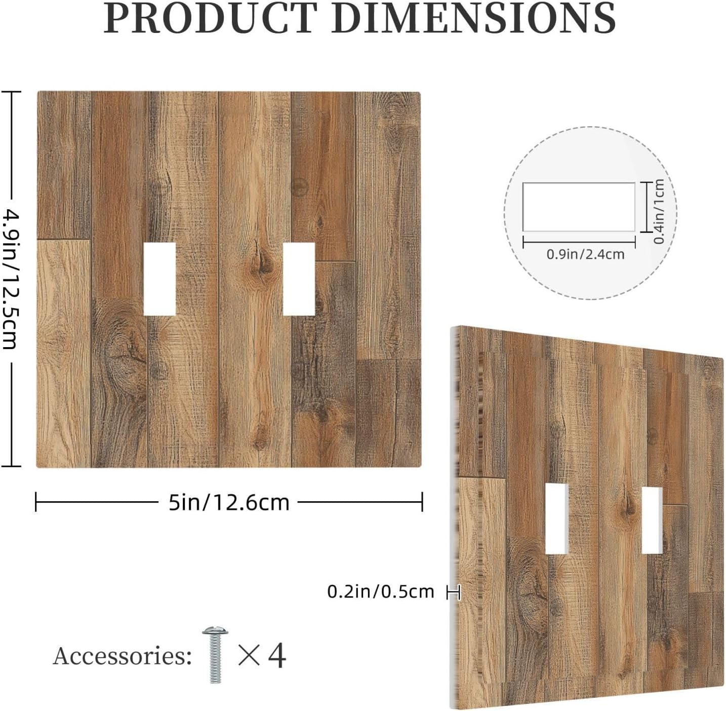 Decorative Switch Plates Retro Rustic Brown Wood Grain 2 Gang Double Toggle Outlet Light Switch Cover Wall Plate Electrical Faceplate For Farmhouse Cabin Decor