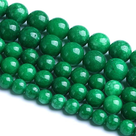 10MM 38PCS Natural Stone Green Cloudy Jade Spacer Loose Beads for Jewelry Making DIY Bracelet Necklace 1 Strand 15’’