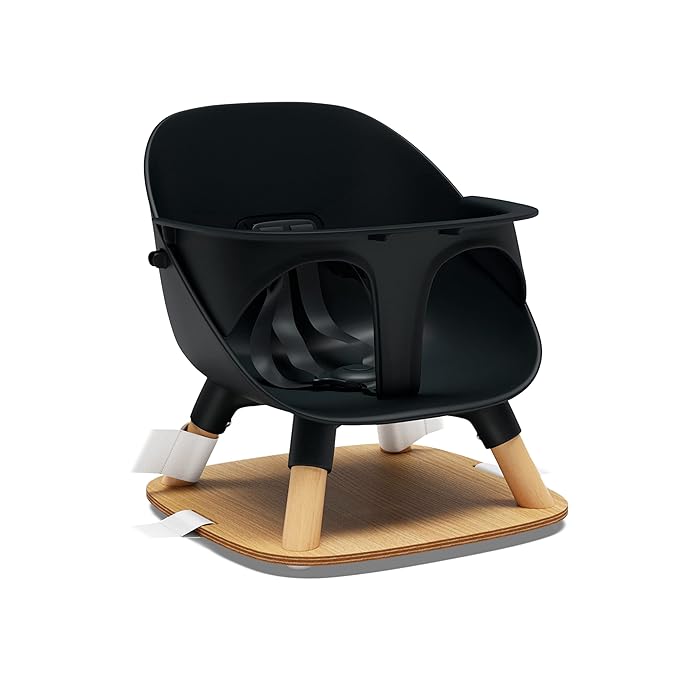 Lalo The Booster Seat for Babies & Toddlers, Children's Booster Seat, Easy to Clean Five-Point Safety Harness & Durable Non-Toxic Plastic Seat & Belly Bar - Licorice