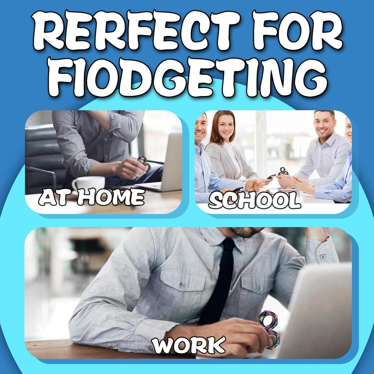 8Pcs Fidget Toys Adults Teens ADHD Autism Toys Adults Office Cool Gadgets Desk Toys Fidgets for Classroom with Magnetic Rings Spinner Christmas Stocking Stuffer Gifts for Men