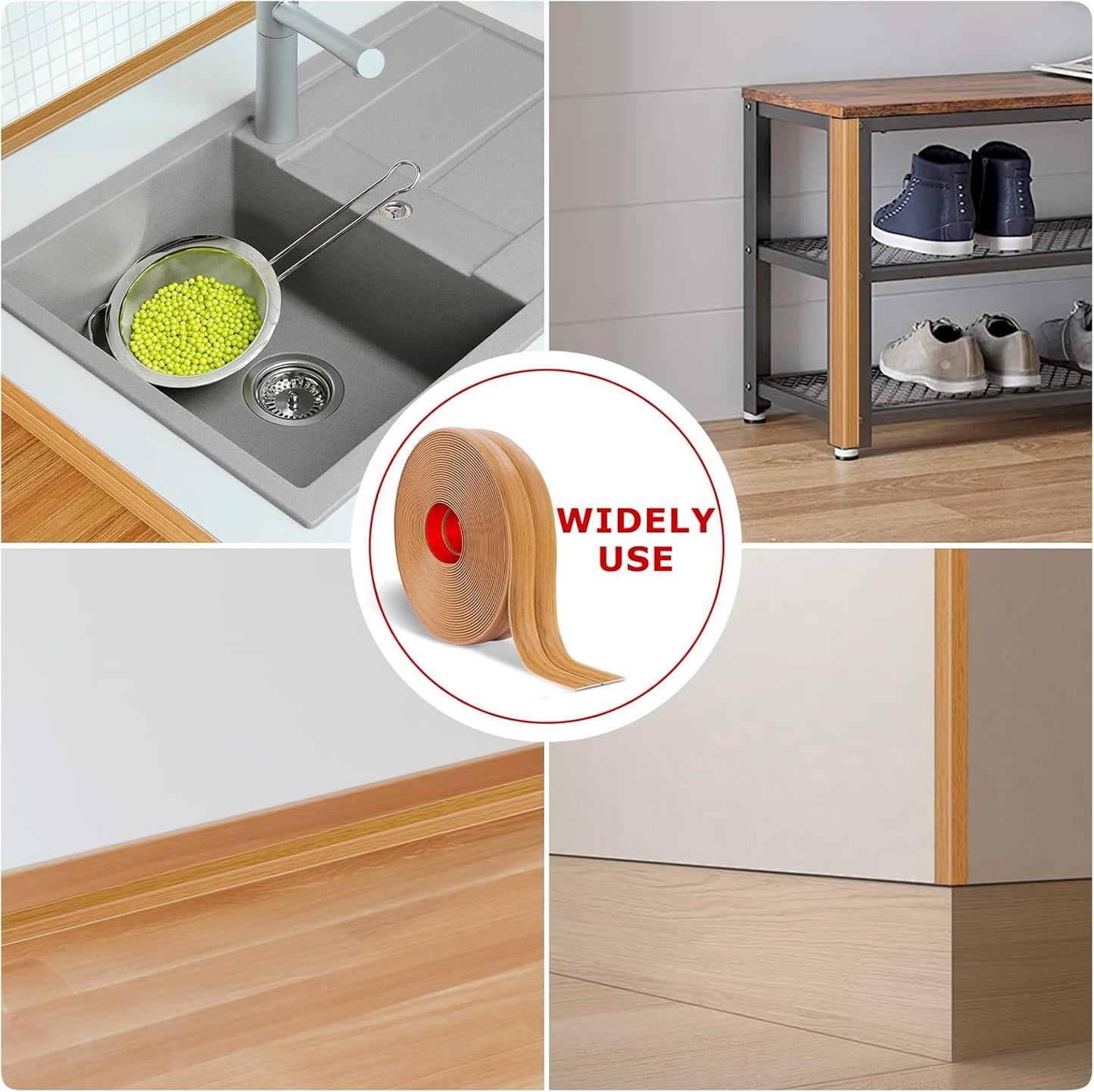 Flexible Wall Corner Protector Moulding Trim Peel and Stick Wall Corner Guards Edge Protector Self Adhesive Molding Trim Strip for Edge Ceiling (Light Brown Wood Grain, 0.8 in x 10 Ft)