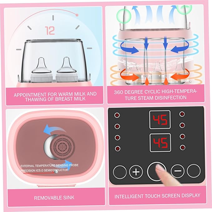 Baby Bottle Warmer ＆ Steriliser Temperature Adjustable Portable Bottle Warmer Remote Control Baby Food Heater with LCD Display for Breastmilk or Formula, Style 2