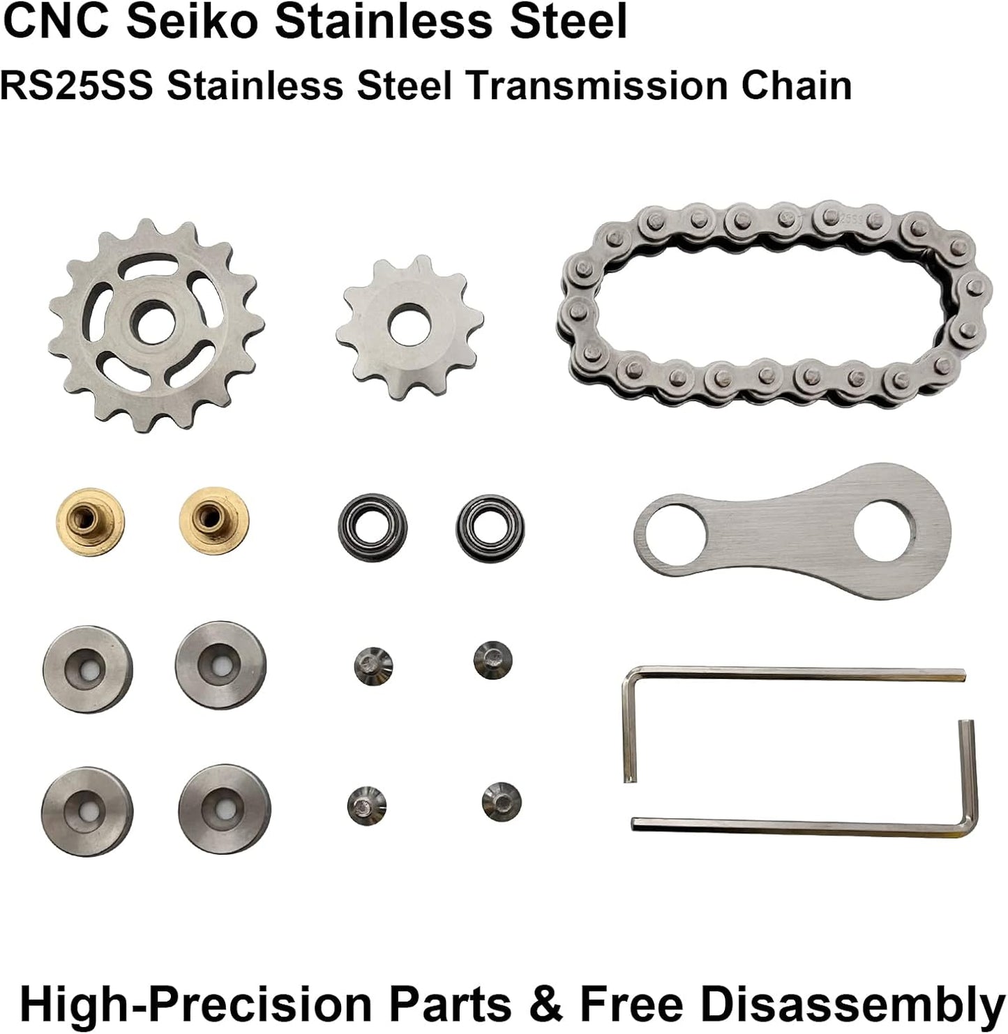 Chain Gear Fidget Spinner, Metal Sprocket Chain Fidget Toy, Stress Anxiety Relief Fidget Toy, Bike Chain Gears Novelty Toy,Metal EDC for Anxiety Relieve Boredom ADHD Autism(Silver)