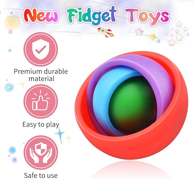 Fidget Toy for Adults, Colorful Sensory Toys for Teens 8-12, Gift Ideas for Boys Girls Teens Kids, ADHD Autism Quiet Stress Relief Finger Toy Hand Fidget Spinner