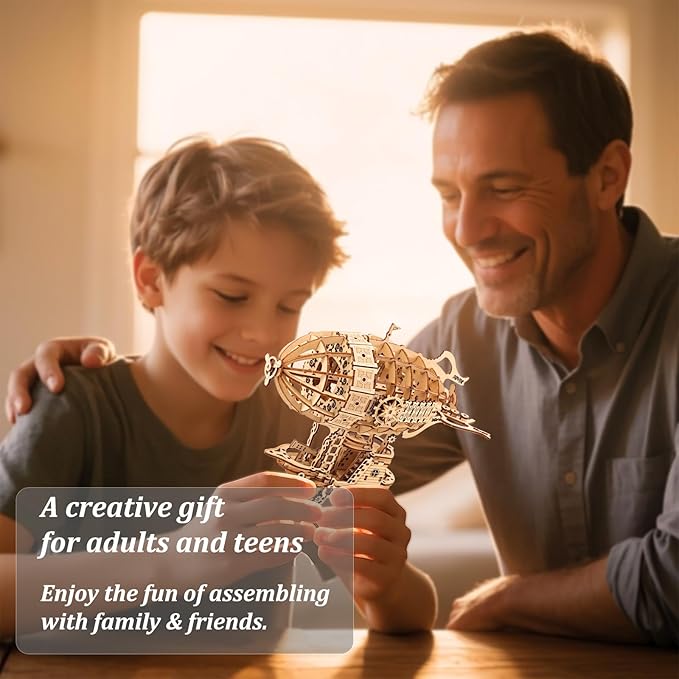 Kaptein 3D Wooden Puzzles for Adults & Teens – DIY Airship Model Kit to Build – Brain Teaser Craft – Birthday Gifts & Home Decor