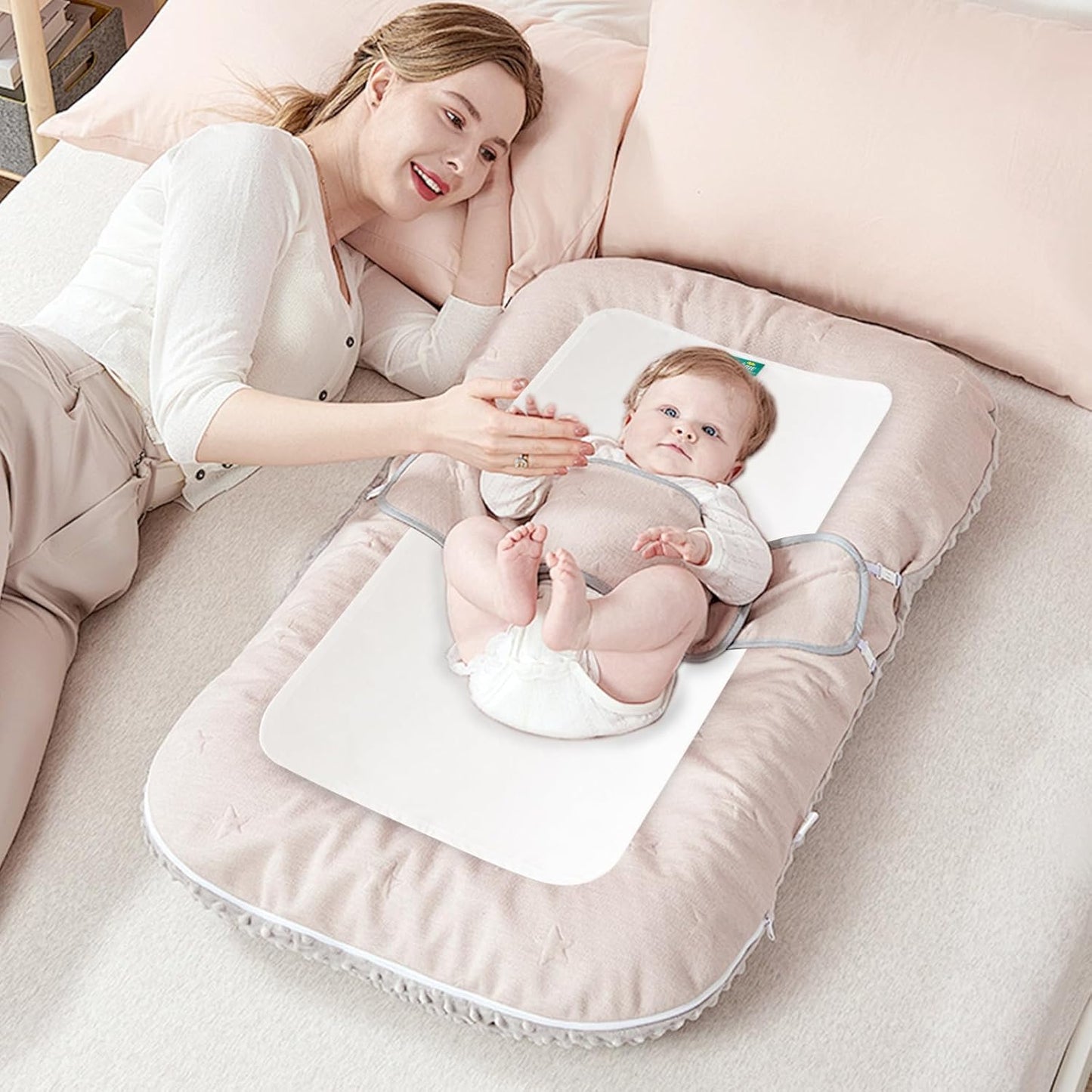 Changing Pad Liner 5 Count Waterproof Baby Diaper Changing Pad Cover 28" X 15" Larger Cotton Flannel Absorbent & Skin-Friendly Portable Changing Pad Liners (Solid Improved Thickness)