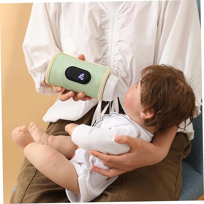 Portable Baby Bottle Warmer Portable Bottle Warmer 18W Quick Heating Baby Bottle Warmer Temperature Adjustable USB Baby Bottle Heater for Home Family Green