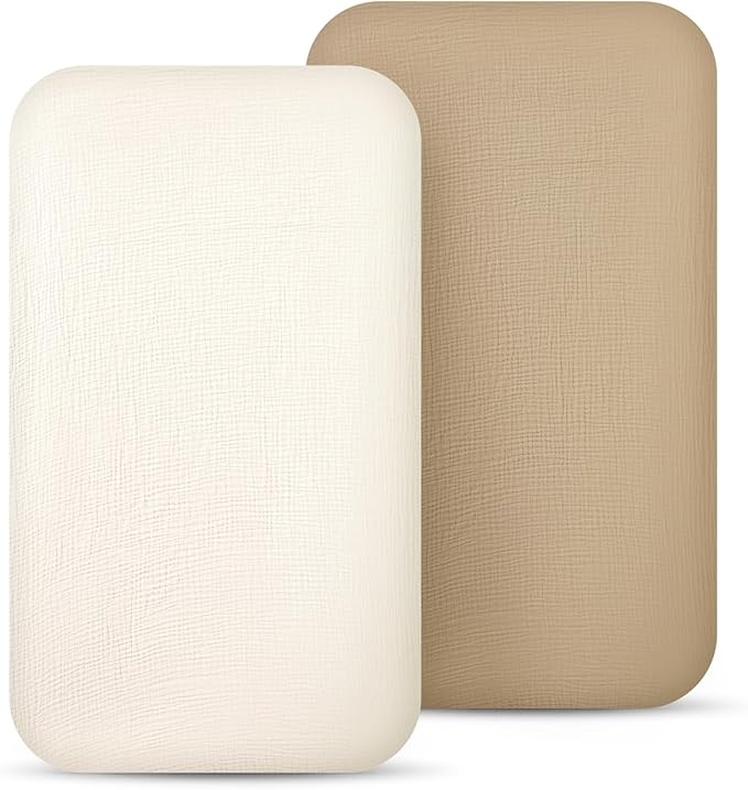 lulumoon Muslin Bassinet Sheets for Baby: Soft Bedside Sleeper Bassinet Fitted Sheets for Boys and Girls