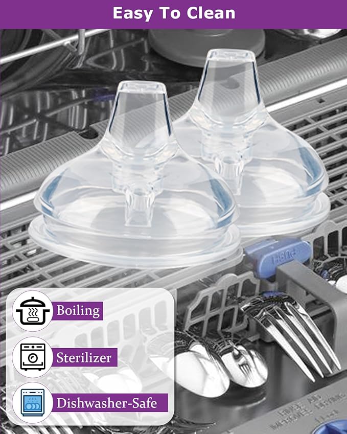 Sippy Spout Nipples for Comotomo Baby Bottles,100% Soft Silicone Sippy Cup Nipples,Variable Flow Conversion Nipple,6+ Months,4 Count