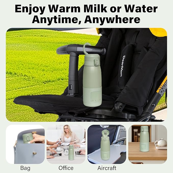 Portable Bottle Warmer for Travel 12 oz Portable Bottle Breast Milk and Water Warmer Fast Precision HeatingSafe Temp Control Adjustable for New Parents