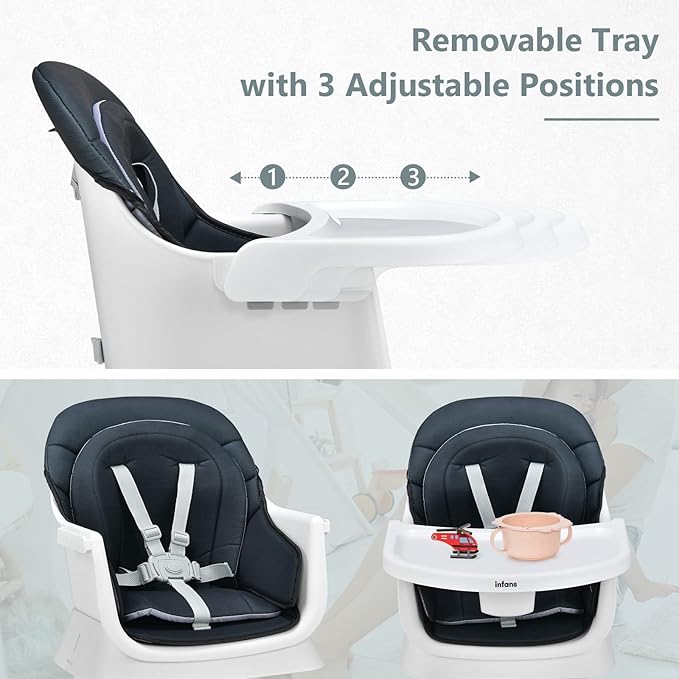 INFANS 8 in 1 Baby High Chair, Convertible Highchair for Babies and Toddlers, Infant Dining Booster Seat, Building Block Table, Kids Stool Table Chair Set with Removable Tray