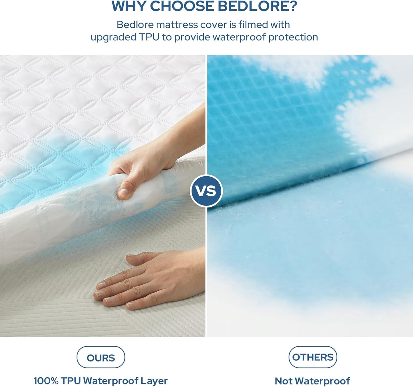 2 Pack Waterproof Mattress Protector, Twin Size Mattress Pad with Deep Pocket Fitted Up to 6-15 inches, Soft Noiseless Single Bed Mattress Cover for Bedroom, Dorm Room