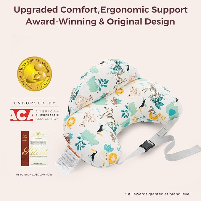 Momcozy Pioneering Safety Fence Nursing Pillow for Breastfeeding- Wider Feeding Pillows for More Support for Mom & Baby- Easier Nursing & Hand Free- Fit for All, Removable Cotton Cover