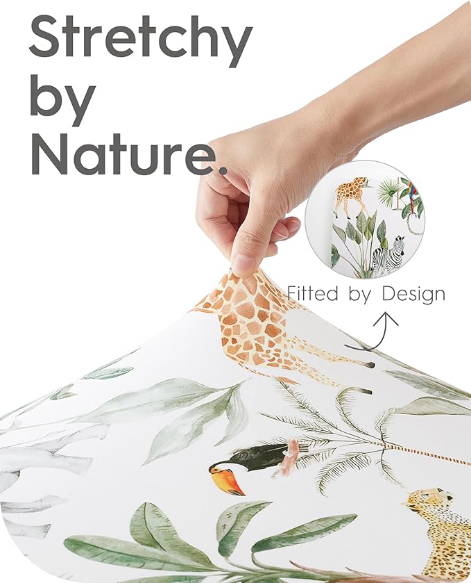 Pack N Play Sheets Fitted, TotBasic Ultra Soft Woodland Mini Crib Sheets, Premium Jersey Knit Pack and Play Sheets, Stretchy Neutral Play Yard Sheets for Pack and Play Mattress, 2 Pack (Animal Safari)