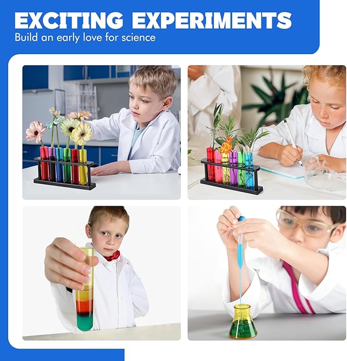 Test Tubes Dropper Beaker Set, Science Kits for Kids, Droppers Chemistry Set STEM Toys for Toddlers, Preschool Science Center Materials, Science Experiments for Kids 4-6 Homeschool Supplies