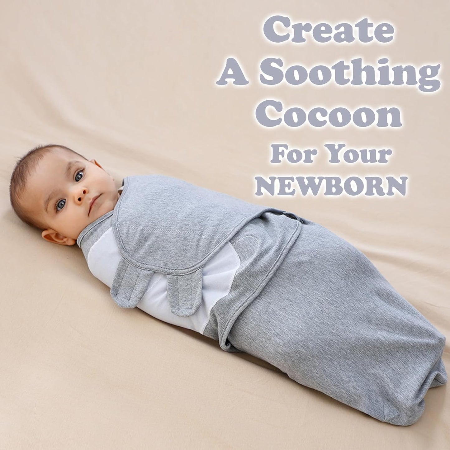 Bublo Baby Swaddles for Newborns – 3-Pack Infant Swaddles 0-3 Months – Adjustable Swaddle Sleep Sack – Soft Organic Cotton Baby Wrap for Safe & Cozy Sleep (Melange Grey)