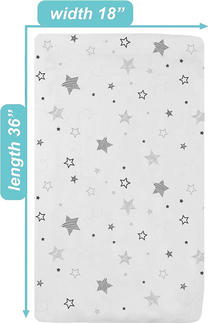American Baby Company 100% Natural Cotton Fitted Cradle/Bassinet Sheet 36" x 18" - Soft, Breathable & Hypoallergenic Bed Sheet, Super Stars, Neutral for Boys & Girls (Pack of 2)