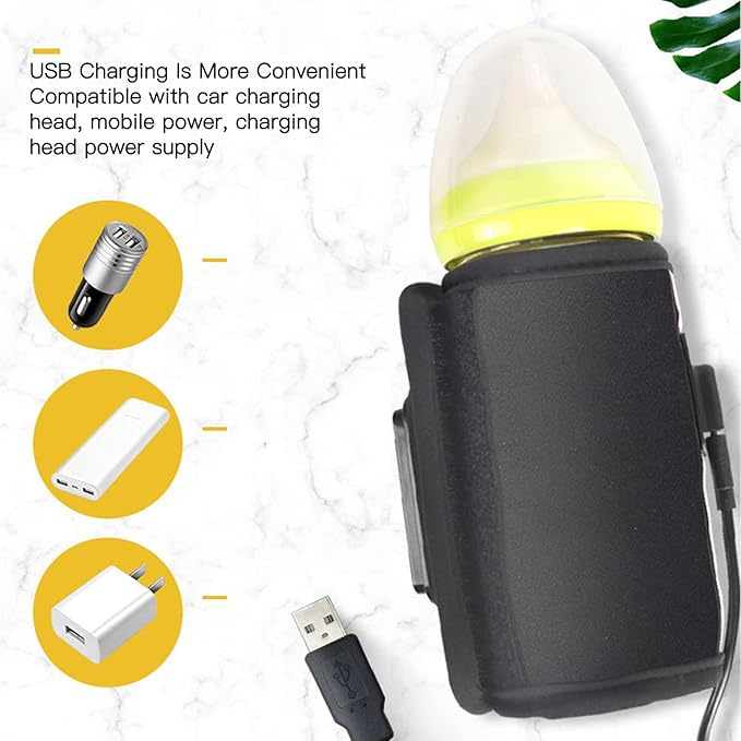 Bottle Warmer, Milk Warmer Bag Constant Temperature Quick Heating with LCD Display and Accurate Temperature Control Car Heat Thermal Breast USB Bottle Warmer for Home Outdoor Indoor Traveling Driving