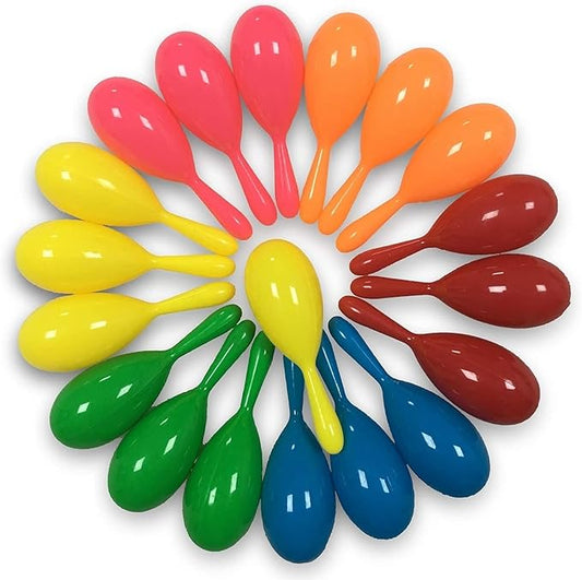 12pcs Mini Maracas for Kids - Plastic Maraca Shakers Noisemaker Fiesta Party Favors for Kids Cinco de Mayo Fiesta Mexican Themed Birthday Music Party Supplies Decorations