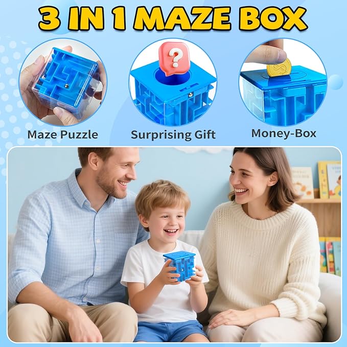12 Pack Money Maze Puzzle Gift Box, 3D Puzzle Boxes Toy for Cash Gift - Maze Magic Cube Toy Brain Teasers for Kids Adults Birthday Party Favors Easter Basket Fillers