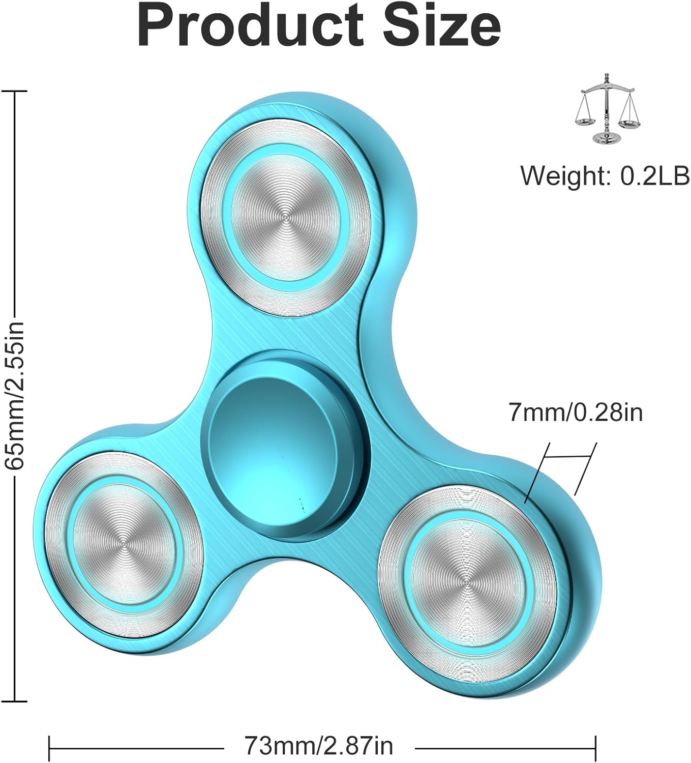 Fidget Spinners Toy, Metal Stainless Steel Bearing High Speed 4-8 Min Spins, EDC ADHD Stress Anxiety Relieves Fidgets Finger Toys, Spinner Toys for Adults and Kids
