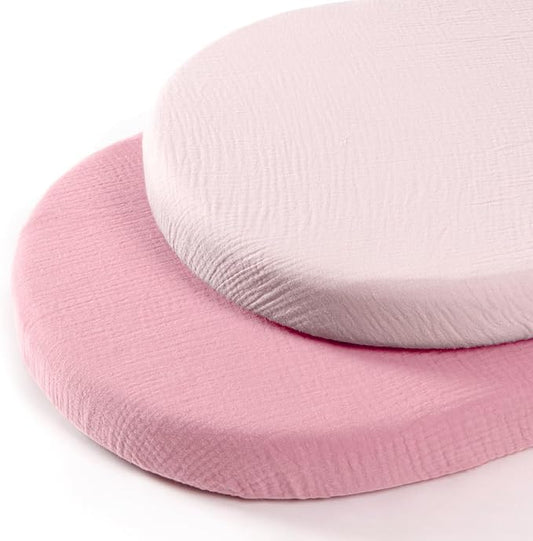 lulumoon Baby Muslin Bassinet Sheets: Cotton Bassinet Sheets Neutral for Boys and Girls - Fitted for Oval Rectangle or Hourglass