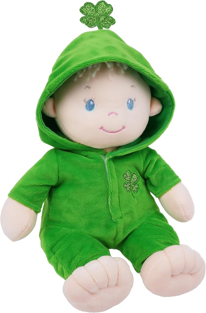 June Garden 12" Sweet Dolly Clover - Plush Baby Doll for Birth and Up - Saint Patrick's Day Edition