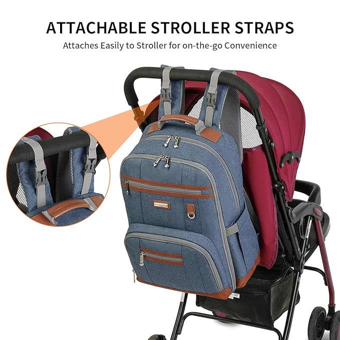 Diaper Bag Backpack, Large Baby Nappy Bags with Portable Changing Pad for Boys and GirlsMultifunction Travel Baby Bag for Moms Dads, Shower Gifts Waterproof and Stylish，Deep Blue