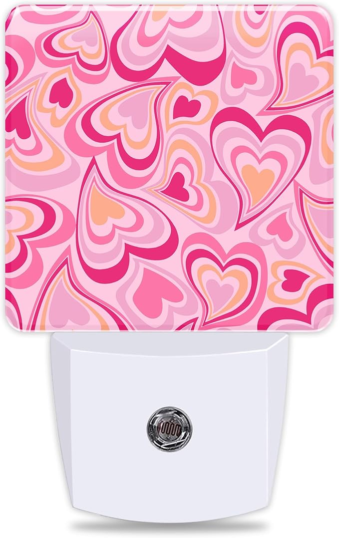 Love Heart Night Light Plug into Wall with Dusk to Dawn Light Sensors Valentine's Day Night Light LED Lamp for Bedroom Hallway Home Wall Decor Nightlight for Girls Boys Men Women