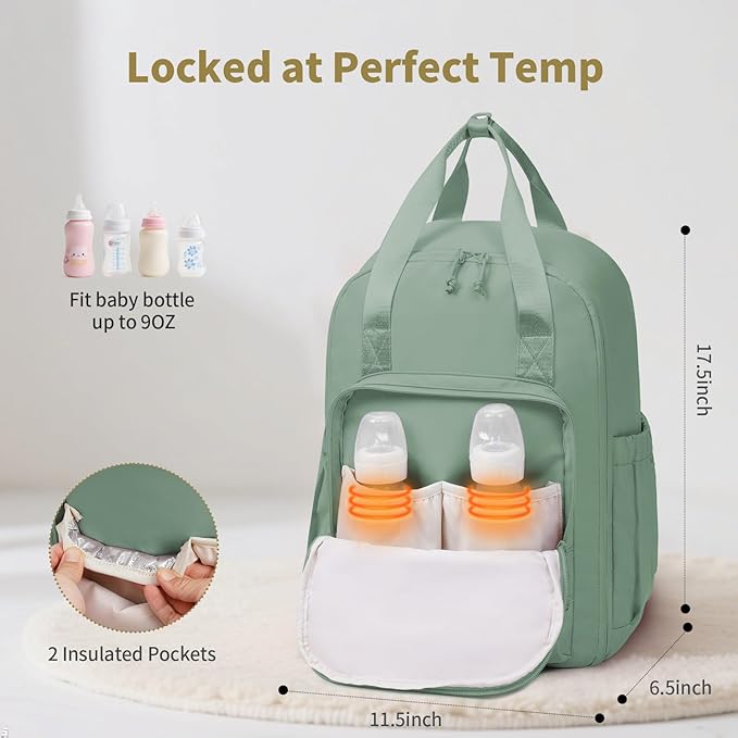 CEI-CEI Diaper Bag Backpack Large Baby Diaper Bag Water-resistant Travel Diaper Backpack for Boys Girls Newborn with Insulated Pockets, Changing Pad, Stroller Straps