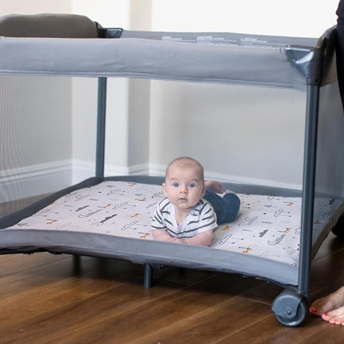 Pack n Play Sheets, BROLEX 2 Pack Mini Crib Sheets,Stretchy Portable Fitted Playard Sheet Set, Convertible Playard Mattress Cover,Ultra Soft Breathable Material,Starsmoon Balloon