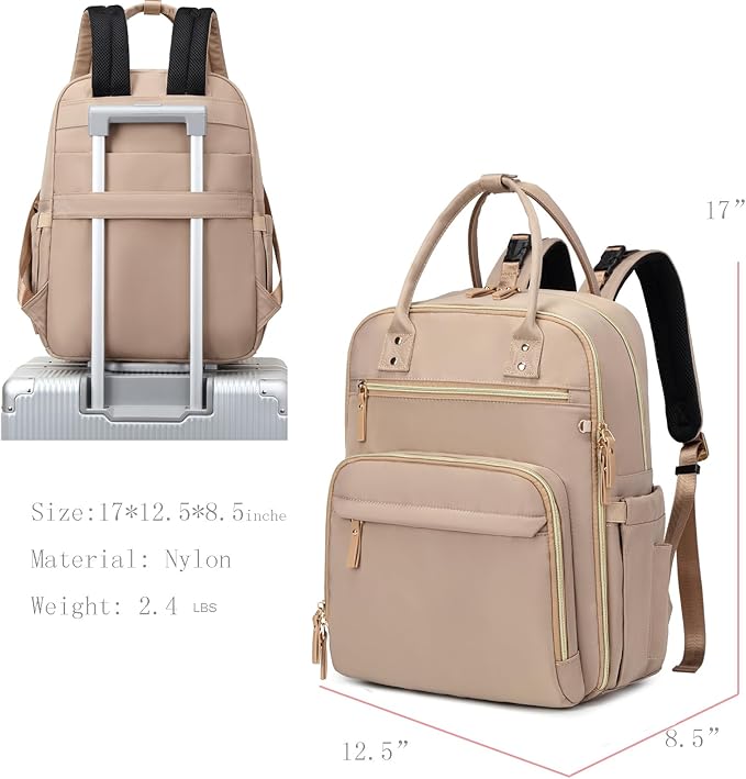 18 Pockets Large Diaper Bag Backpack with Waterproof Pockets and Stroller Buckle, Convertible Baby Bag (Mocha Mousse, Large)