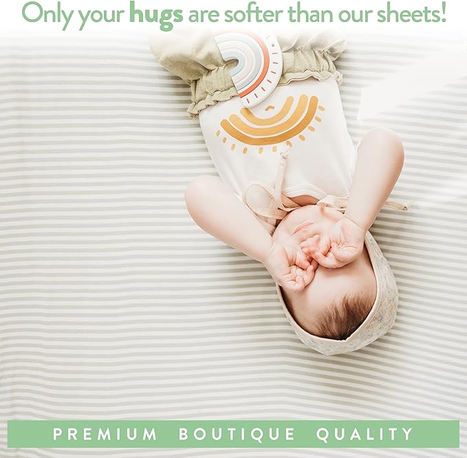 Joey + Joan Pack and Play Sheets Fitted – Compatible with 4moms Breeze Plus Playard & Breeze Go Playard – Fits Up to 30 x 43 Inch Mattress Without Bunching – Grey