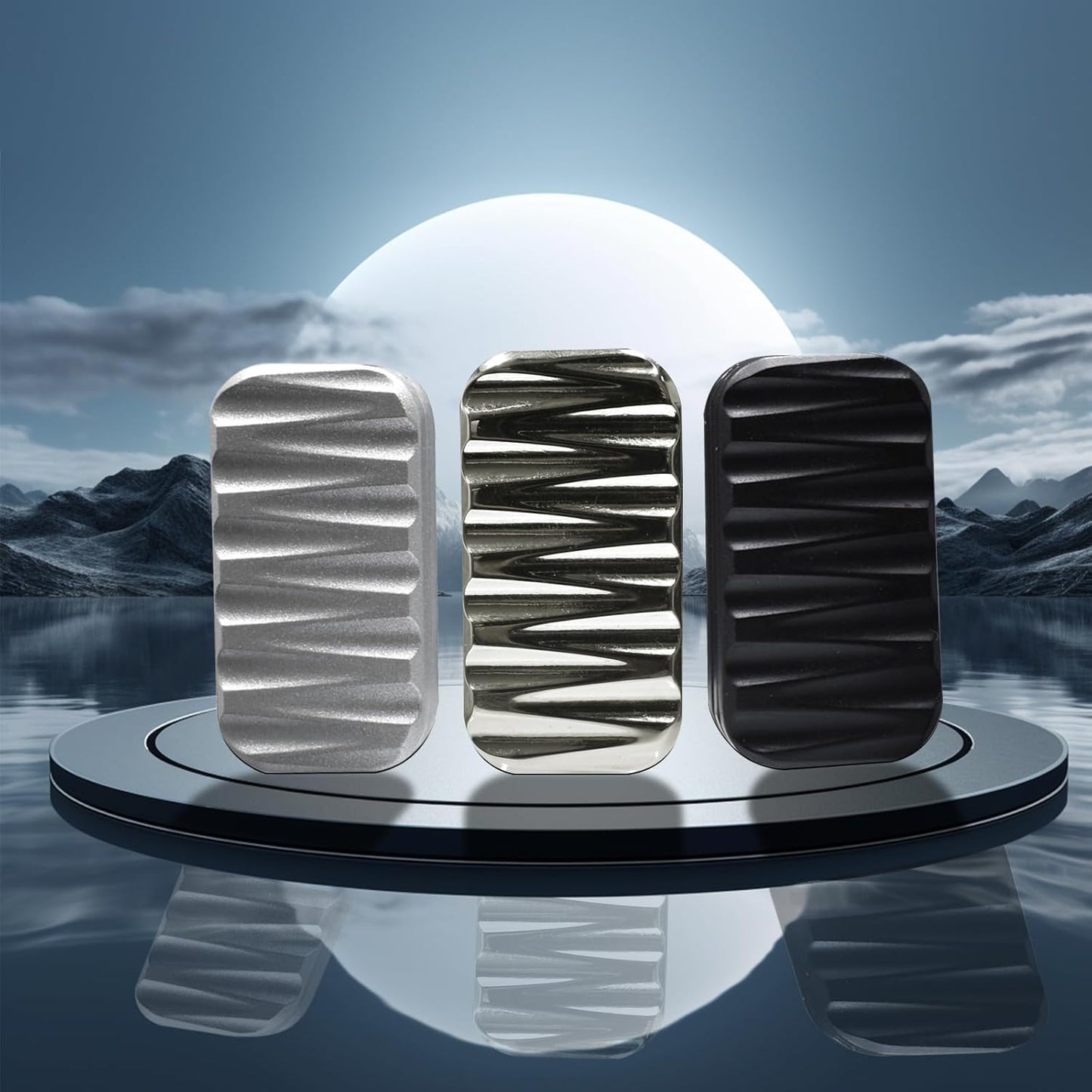 Fidget Slider 3 Layer EDC Metal Magnetic Fidget Toys Adults, Desk Toys Gift for Stress Relief (Silver)