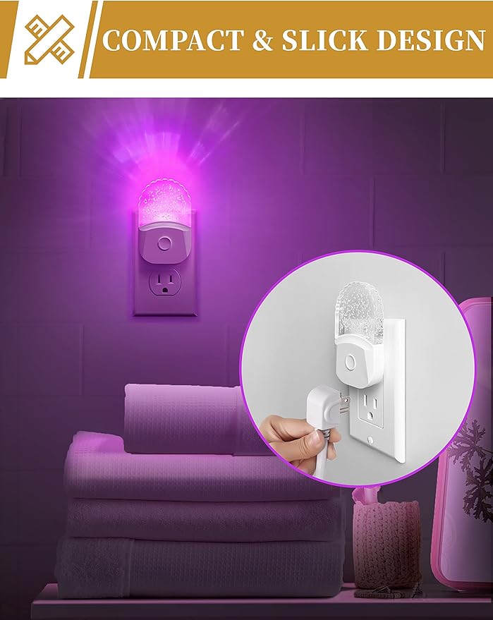 Night Lights Plug Into Wall [2 Pack], Color Changing Night Light for Kids, 8-Color RGB LED Nightlight with Dusk to Dawn Sensor for Bathroom Decor, Children Room, Gift