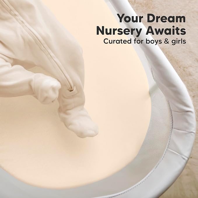 2-Pack Organic Bassinet Sheets for Girls, Boys - 100% Cotton Bassinet Mattress Sheets Compatible with Halo Bassinest Swivel Sleeper, Graco, Baby Delight, Chicco, Unisex Fitted Bassinet Sheets (Pecan)